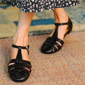 Genuine Leather Sandals Gladiator Roman Loafers Flats Slip On Office Shoes Pumps thumbnail 2