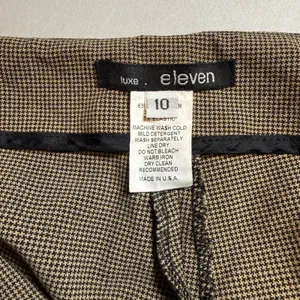 Eleven Luxe Dress Pants 10 Brown Micro Houndstooth High Waist Straight Leg Zip thumbnail 11