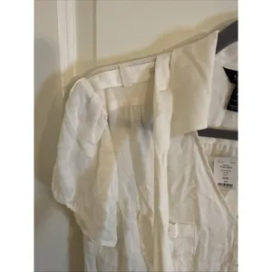 White House Black Market Silk Stretch Button Up Shirt Blouse Ivory Size 14 NWT thumbnail 3