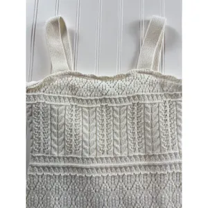 Taylor Boho-Chic Crochet Bodycon Tank Dress White Knit Mini Square Neck Small thumbnail 4