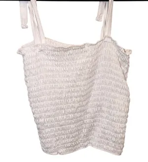 Walmart Ruched White Tie Strap Top thumbnail 1