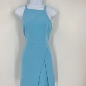 Amanda Uprichard‎ Women's Square Neck Tulip Hem Mini Dress Light Blue Size Large thumbnail 8