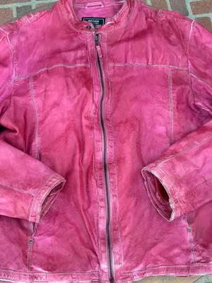 Vtg Missani Le Collezioni Red Lambskin Leather bomber jacket Sz M men’s Zip Burnished GUC thumbnail 5