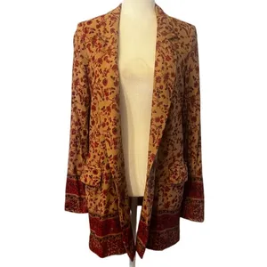 Free People Bellflower Double Breasted Blazer in Tobacco Combo, Size S Boho thumbnail 3