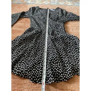 Princess Polly Black with White Floral Long Sleeve Mini Faux Wrap Dress Size 4 thumbnail 6