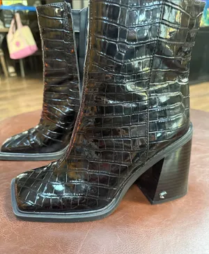 Circus by Sam Edelman Black Croc Patent Block Heel Ankle Boots thumbnail 1