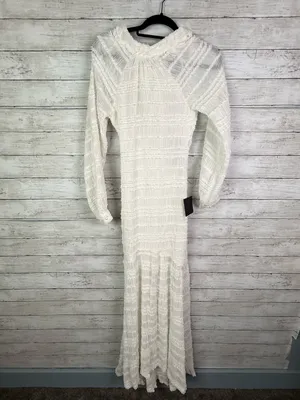 Lulus Exemplary Romance White Textured Backless Trumpet Hem Maxi Dress Size XS thumbnail 3