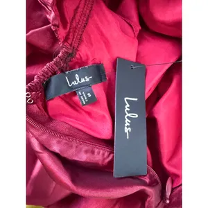 Lulus Poised Passion Wine Red Taffeta Pleated Ruffled Midi Dress thumbnail 11