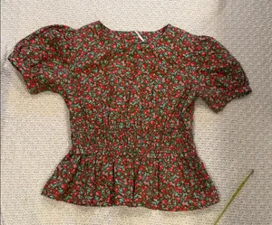 FREE PEOPLE WOMENS M Floral Puff Sleeve Top thumbnail 1