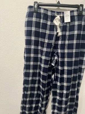 Lands End Navy and White Plaid PJ Pants thumbnail 2