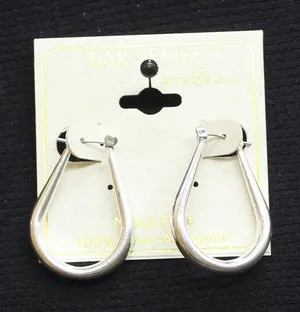 NWT Ear Sense Womens Fashion Elongated U Hoop Earrings Silver Gray 1.25" thumbnail 1