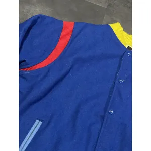 Men's Button Up Reloaded Blue /yellow/red Wool Varsity‎ Jacket Med. B-Q thumbnail 4