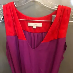 Loft Red and Fuschia color block dress size 8 thumbnail 5