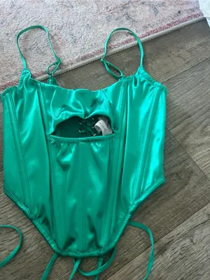 Out from under sweet talk Satin Teal Strappy Bodysuit thumbnail 4