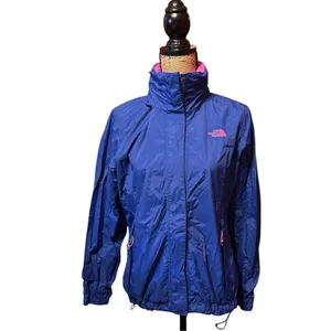 Womens Blue The North Face Lined Hooded Windbreaker Hyvent Jacket Size Medium thumbnail 2