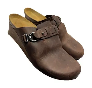 PAPILLIO Dana Wedge Clogs Sandals Oiled Brown Leather WOMENS 6.5 37 BIRKENSTOCK thumbnail 1
