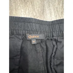 Quince Womens 100% European Linen Shorts Black Elastic Drawstring Medium thumbnail 2