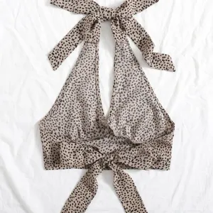 SHEIN Tie Halter Crop Top thumbnail 2