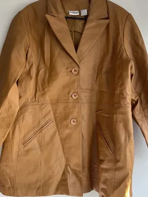 Vintage Styleworks Newport News Women’s Leather Brown Coat Jacket Button Sz L thumbnail 2