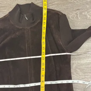Y2K Mossimo Suede Leather Wool Blend Knit Zip Up Jacket Brown Small Boho Western thumbnail 10