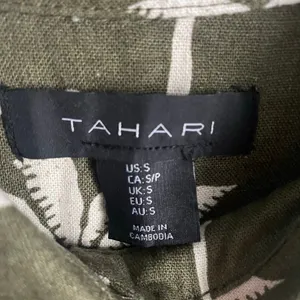 Tahari Linen Blend‎ Dress Pockets Green Tropical Belted Vacation Resort Small thumbnail 5