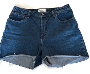Abercrombie & Fitch High Rise The 90’s Relaxed Denim Shorts Size 14 thumbnail 1