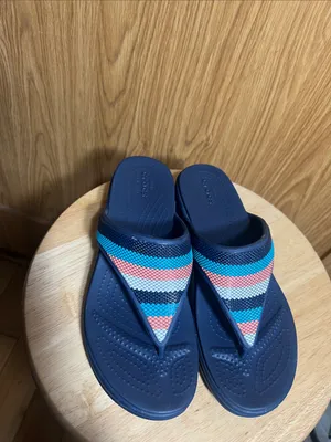 CROCS Navy Blue Sandal with Multicolor Striped Strap thumbnail 7