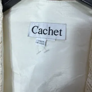 Cachet Womens Cream 2 Piece Dress and Textured Leaf Fringe Jacket Set Size‎ 16 thumbnail 9
