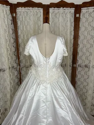 Beautiful Vintage 90s Mon Cheri White Satin Wedding Gown thumbnail 5