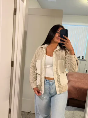 Zara Light Beige Quilted Jacket thumbnail 4