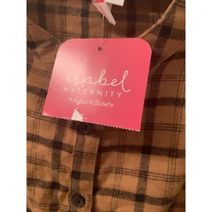 Isabel Maternity Women's Plus Size L Flannel Brown Black Long Sleeve Shirt Top thumbnail 7