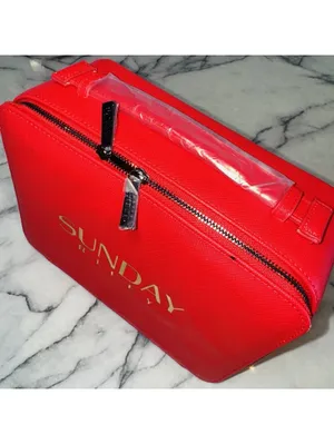 NEW Sunday Riley Cosmetic Suitcase Travel Bag 10x8x4" Red Zippered Makeup Case thumbnail 5