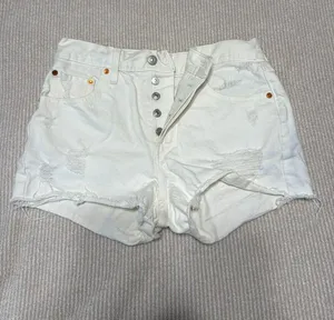 Levi’s Shorts 501 White Denim Distressed Women’s thumbnail 1