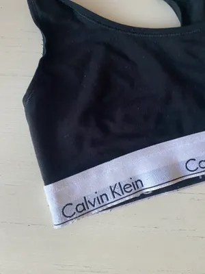 Calvin Klein Modern Cotton Unlined racer back Bralette logo band thumbnail 4