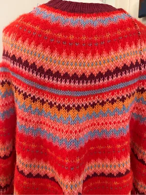 American Eagle Outfitters Red Multi-Stripe Fair Isle Crewneck Sweater thumbnail 3