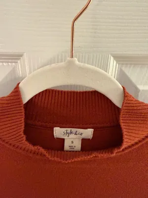 Style & Co Burnt Orange Knit Mock Neck Cold Shoulder Sweater Dress Small thumbnail 3