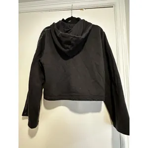 Adidas Athleisure Cropped Quarter Zip Hoodie Sz:M Black Camo Stripe Pullover thumbnail 3