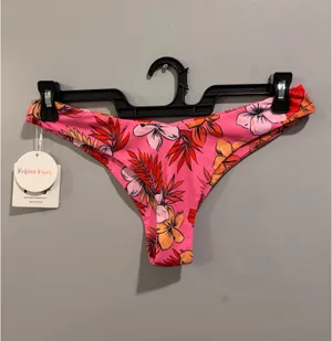 Kulani Kinis Tropical Floral Print Cheeky Bikini Bottoms Pink and Orange thumbnail 3