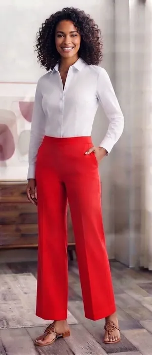 Classic Pull on Dress Pants in Red thumbnail 1