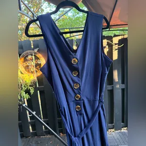 Nina Leonard Women's V-Neck Cropped Navy Sleeveless Jumpsuit Size 1X NWT thumbnail 8