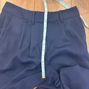 Quince Navy Blue Stretch Crepe Pleated Wide Leg Flowy Smart Casual Trousers Sz 4 thumbnail 8