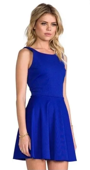 Amanda Uprichard backless blue skater dress thumbnail 1