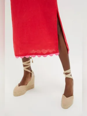 Tuckernuck Hibiscus Red Linen Amalfi Dress Size Large thumbnail 6