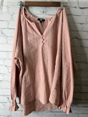 FRYE Dusty Rose Crochet-Detail Peasant Blouse XL thumbnail 6