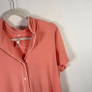 Soma Cool Nights Pajama 3 Piece Set Short Sleeve Shorts Pants Orange Womens Med thumbnail 11
