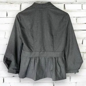 Zara Woman Gray Single Button Tufted‎ Balloon Sleeve Blazer Jacket Size Small thumbnail 4