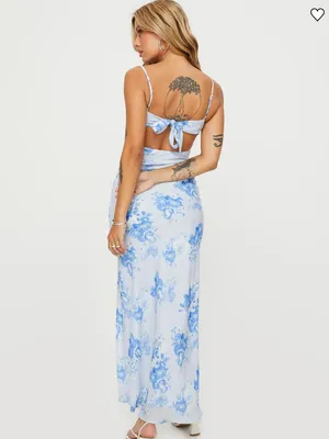 Princess Polly Hamri Maxi Dress‎ White & Blue Floral - Size 4 - NEW With Tags. thumbnail 2