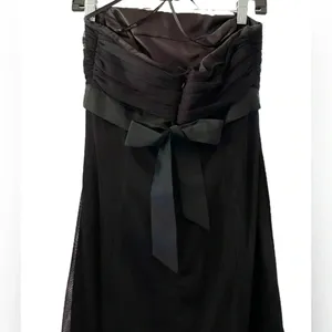 Vera Wang Maids Black Strapless Full Length Tulle Gown Size 4 thumbnail 7