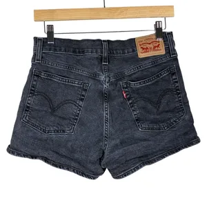 Levis Western Jean Shorts Yoke High Waisted Faded Black Denim Cowgirl Size 28 thumbnail 5