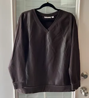 Belle Kim Gravel Faux‎ Leather Blouse Medium Mixed Media thumbnail 1